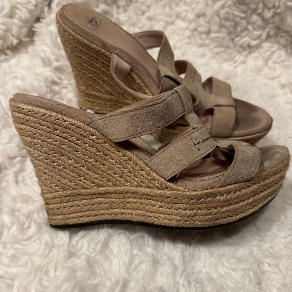 Ugg Beige Wedge Sandals